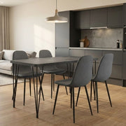 Dining Трапезен комплект 5 части Roger - Iris MDF - плат бетон сив цвят - сив 120x70x75cm.