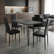 Dining Трапезен комплект 5 части Roger - Rosa MDF - PU бетон сив - черен 120x70x75cm