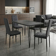 Dining трапезен комплект 5 части Roger - Rosa MDF - плат бетонно сив цвят - сив 120x70x75cm.