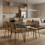 Dining Трапезен комплект 5 части Roger - Kevin MDF - плат бетон сив цвят - горчица 120x70x75cm.
