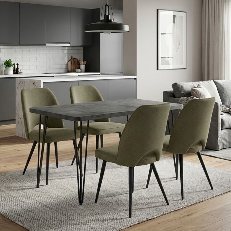 Dining трапезен комплект 5 части Roger - Christy MDF - плат бетон сив цвят - маслина 120x70x75cm.