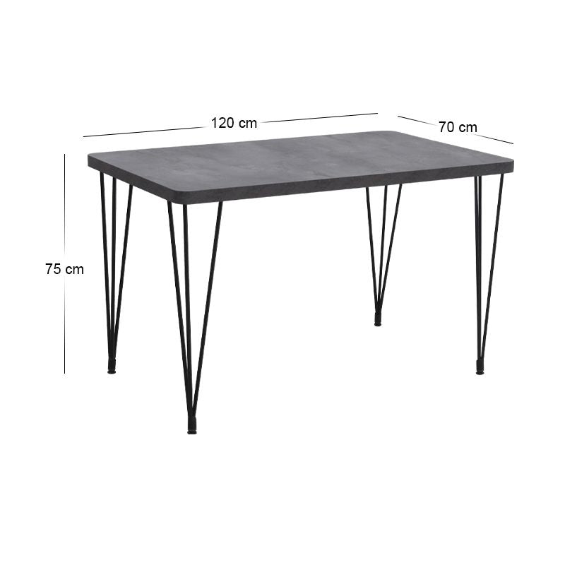 Dining трапезен комплект 5 части Roger - Bianca MDF - плат бетон сив цвят - сив 120x70x75cm.