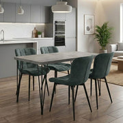 Dining Трапезен комплект 5 части Roger - Chiara MDF - плат бетон сив цвят - зелен 120x70x75cm.