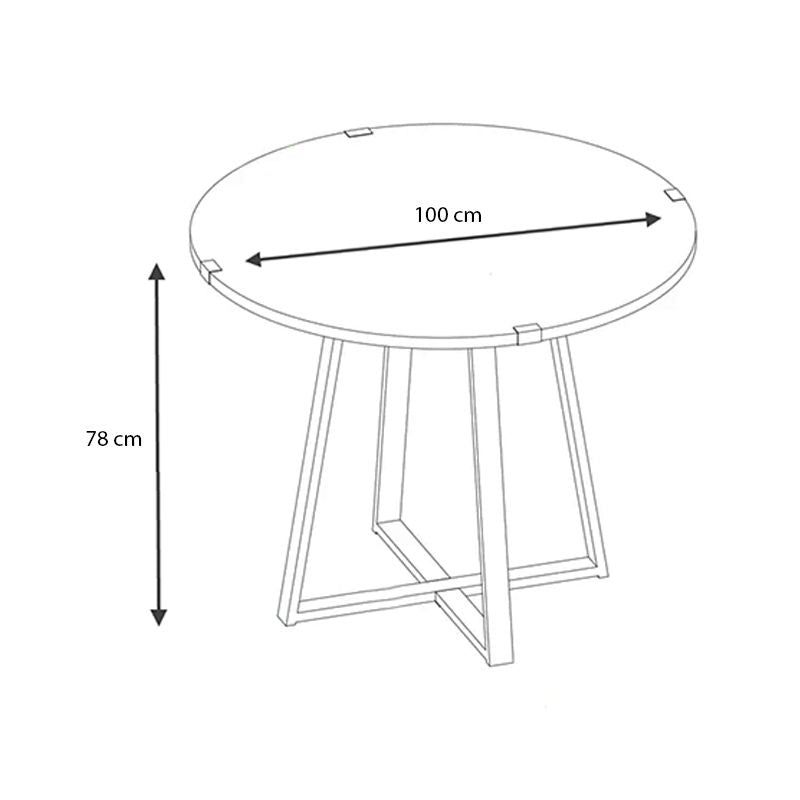 Dining Трапезен комплект 5 части Rubes - Monica дъб цвят - сив Ø100x78cm.