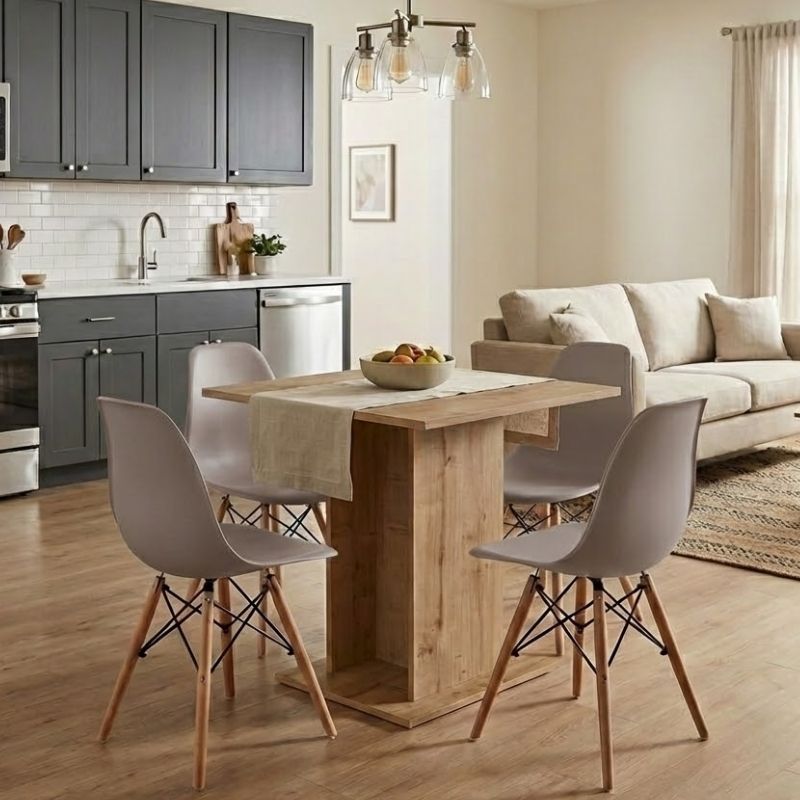 Dining Трапезен комплект 5 части Allos - Nova sapphire дъб цвят - капучино 75x75x77cm.