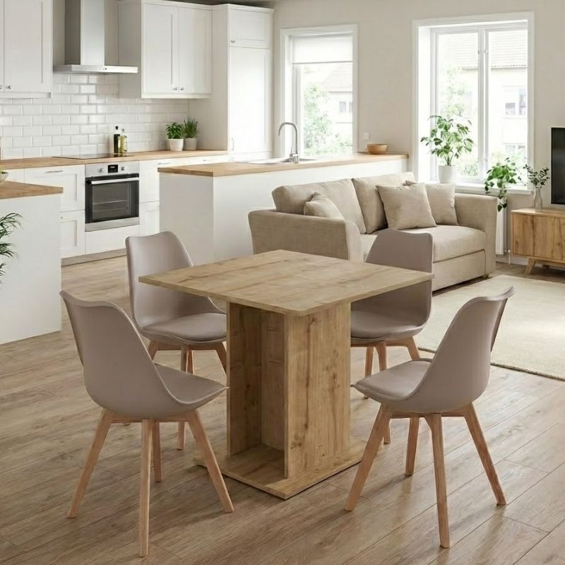 Dining Трапезен комплект 5 части Allos - Viva сапфирен дъб - капучино 75x75x77cm.