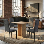 Dining Трапезен комплект 5 части Allos - Rosa sapphire цвят дъб - сив 75x75x77cm.