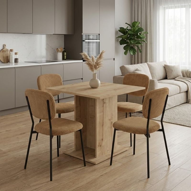 Dining Трапезен комплект 5 части Allos - Kevin сапфирен дъб цвят - горчица 75x75x77cm.