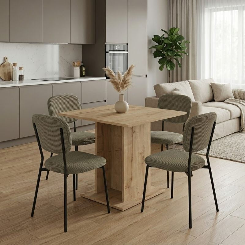 Dining Трапезен комплект 5 части Allos - Kevin сапфирен дъб цвят - маслина 75x75x77cm.