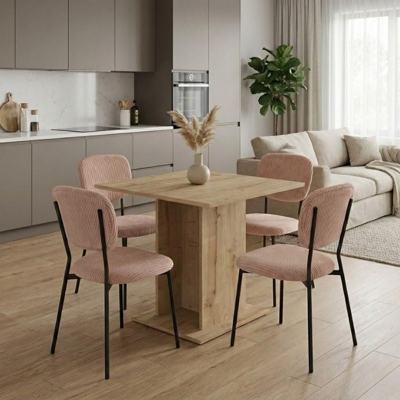 Dining Трапезен комплект 5 части Allos - Kevin сапфирен дъб цвят - мока 75x75x77cm.
