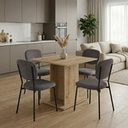 Dining Трапезен комплект 5 части Allos - Kevin сапфирен дъб цвят - сив 75x75x77cm.