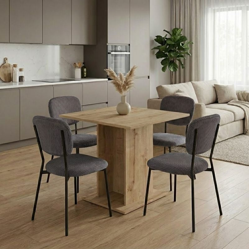Dining Трапезен комплект 5 части Allos - Kevin сапфирен дъб цвят - сив 75x75x77cm.