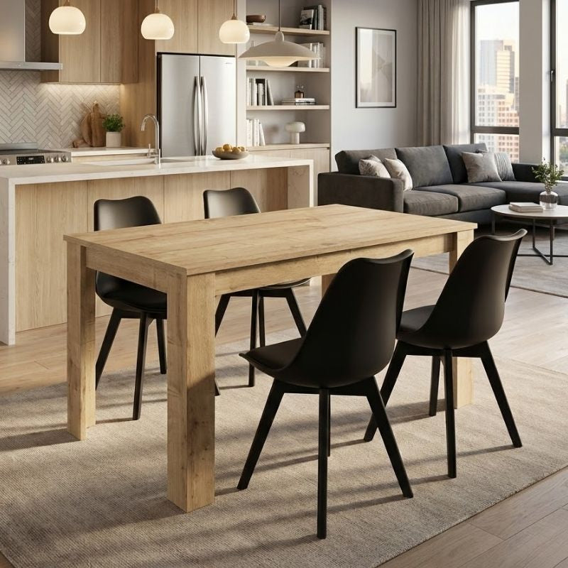 Dining Трапезен комплект 5 части Darlen - Viva сапфирен дъб - черен 125x72x74cm.