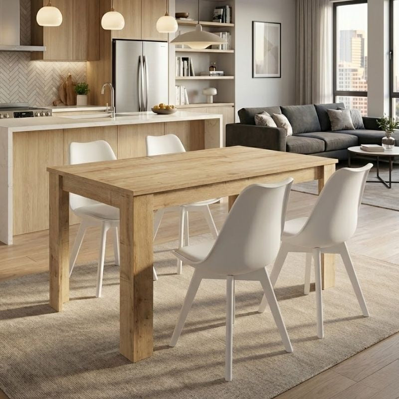 Dining Трапезен комплект 5 части Darlen - Viva сапфирен дъб - бял 125x72x74cm.