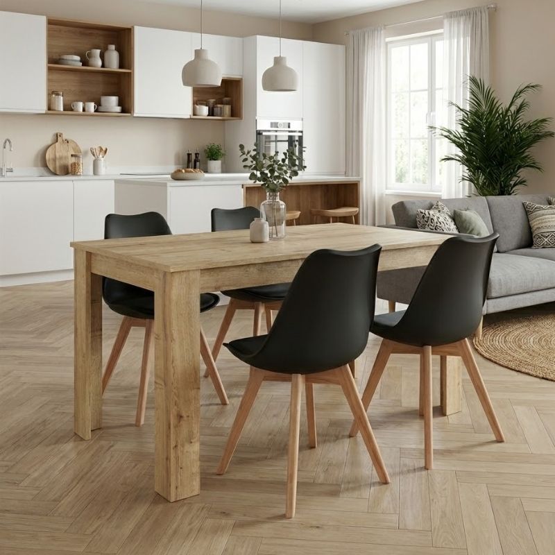Dining Трапезен комплект 5 части Darlen - Viva сапфирен дъб - черен 125x72x74cm.