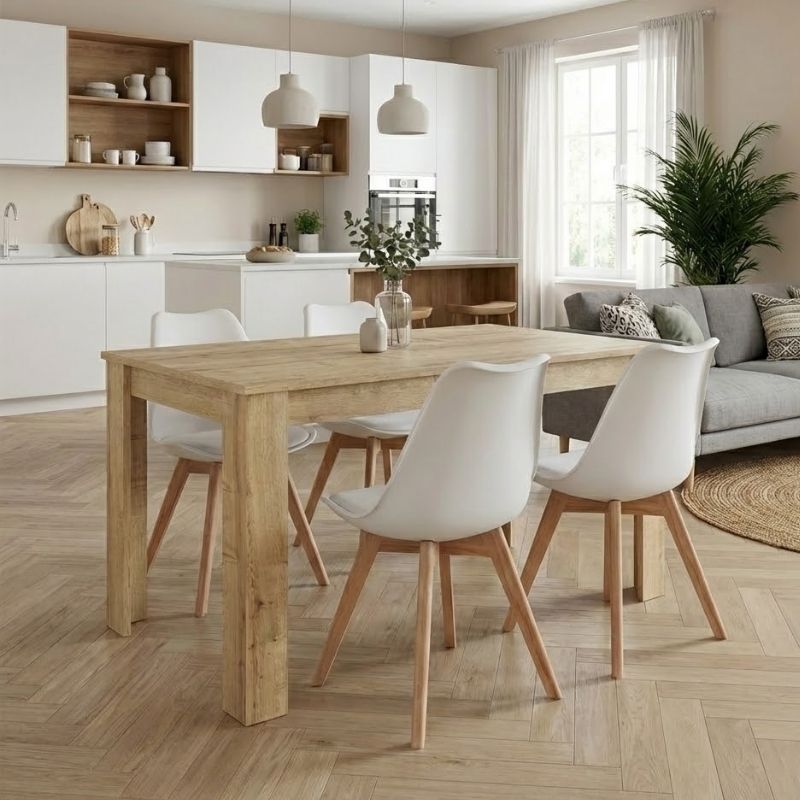 Dining Трапезен комплект 5 части Darlen - Viva сапфирен дъб - бял 125x72x74cm.