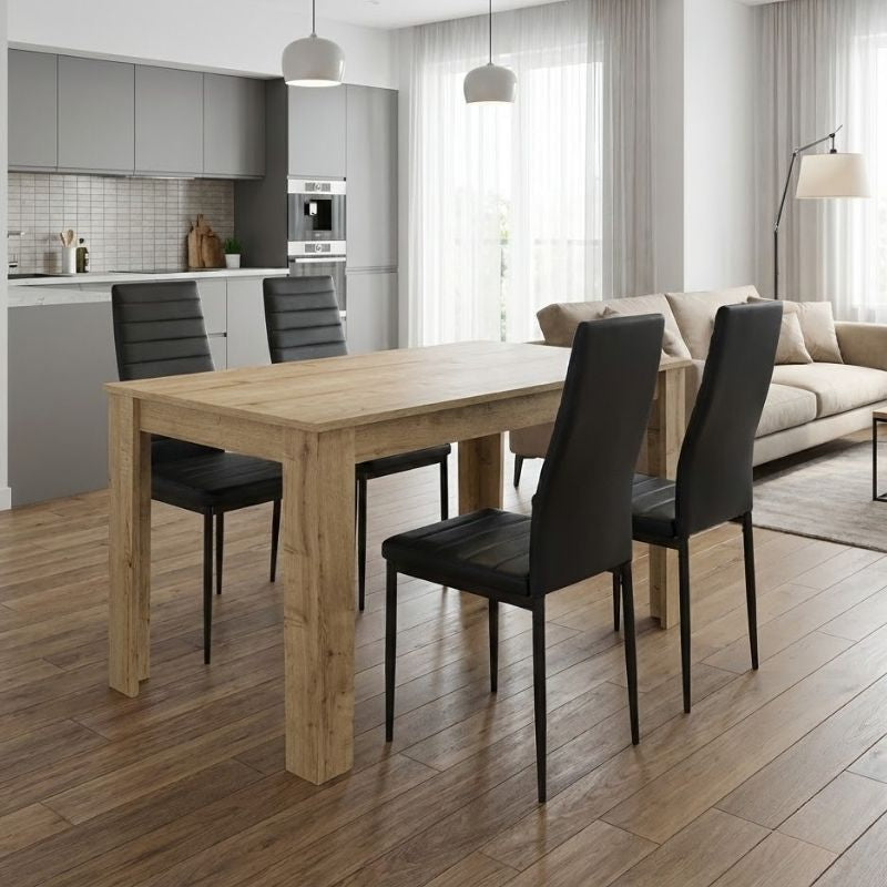 Dining Трапезен комплект 5 части Darlen - Rosa сапфирен дъб - черен 125x72x74cm.