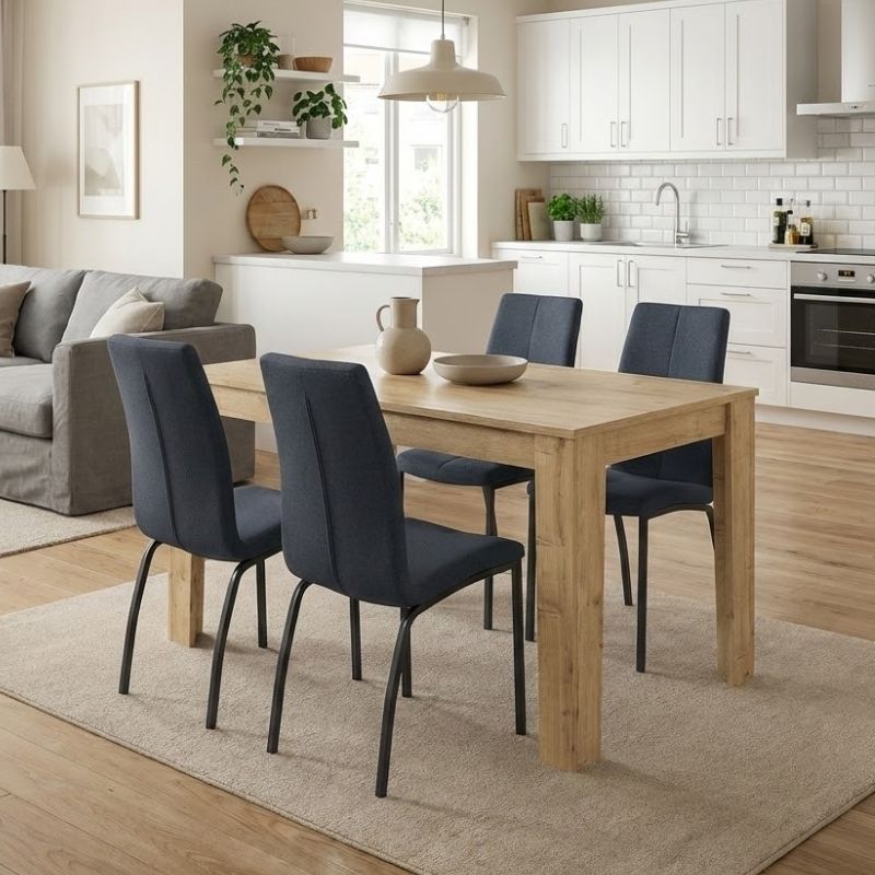 Dining трапезен комплект 5 части Darlen - Fina sapphire дъб цвят - антрацит 125x72x74cm.