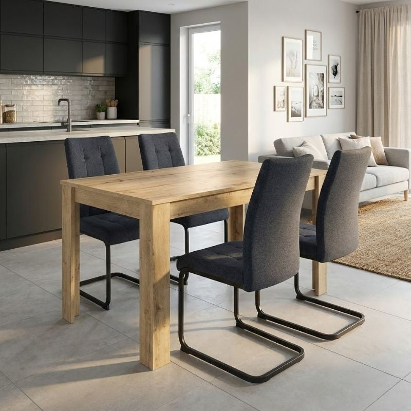 Dining трапезен комплект 5 части Darlen - Laura сапфирен дъб - антрацит 125x72x74cm