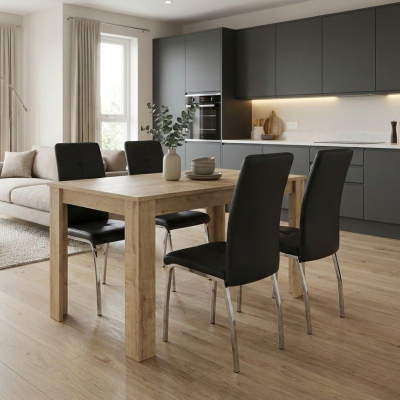 Dining Трапезен комплект 5 части Darlen - Alma сапфирен дъб - черен 125x72x74cm.