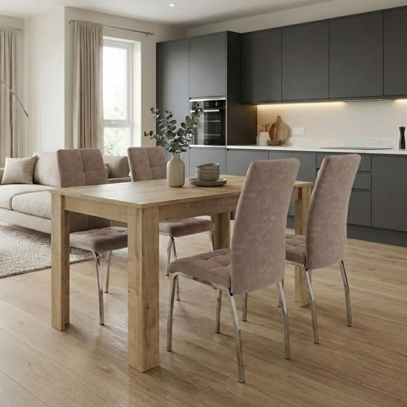 Dining Трапезен комплект 5 части Darlen - Alma сапфирен дъб цвят - бежов 125x72x74cm.