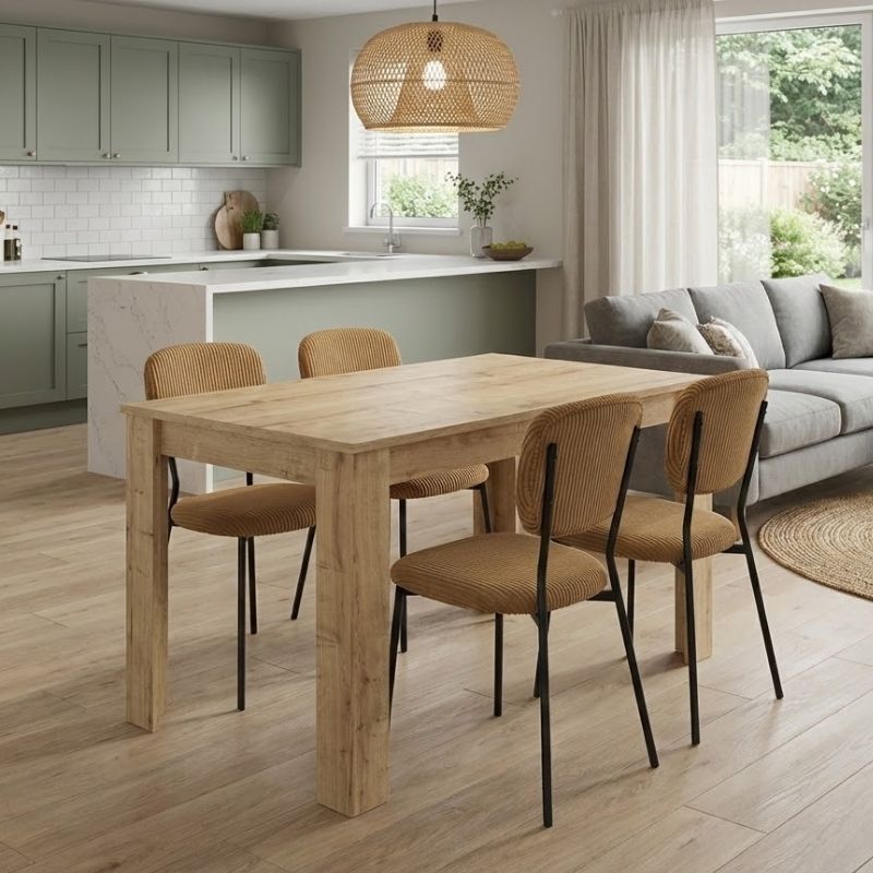 Dining Трапезен комплект 5 части Darlen - Kevin сапфирен дъб цвят - горчица 125x72x74cm.
