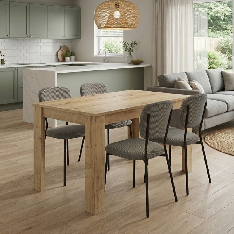 Dining Трапезен комплект 5 части Darlen - Kevin сапфирен дъб цвят - маслинен 125x72x74cm.