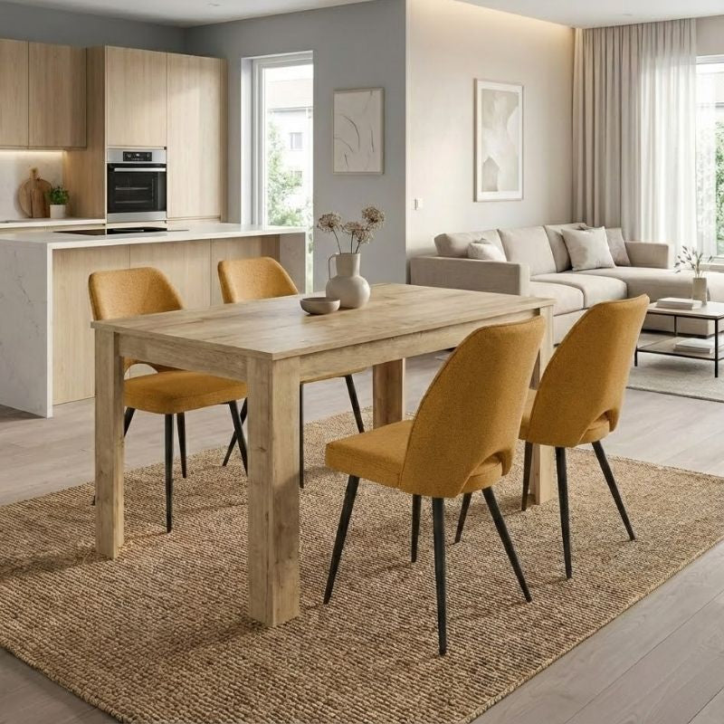 Dining Трапезен комплект 5 части Darlen - Christy сапфирен дъб - горчица 125x72x74cm.
