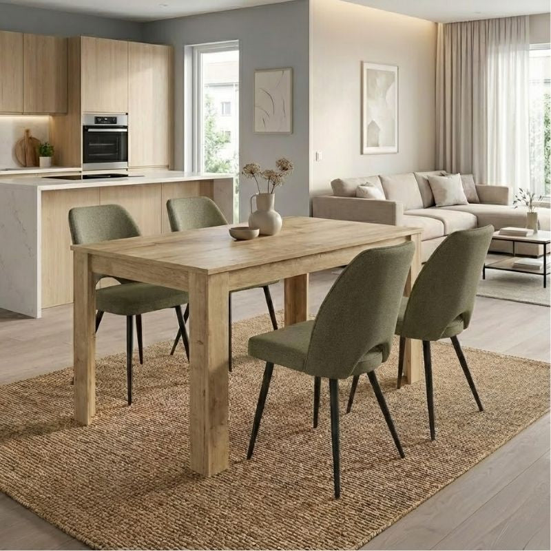 Dining трапезен комплект 5 части Darlen - Christy сапфирен дъб цвят - маслинен 125x72x74cm.