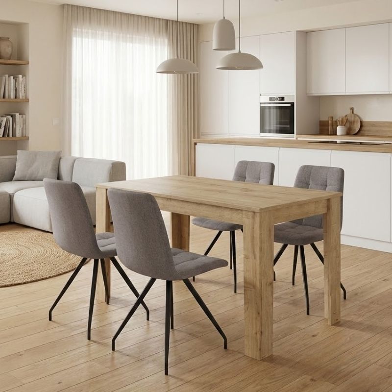 Dining Трапезен комплект 5 части Darlen - Bianca сапфирен дъб цвят - бежов 125x72x74cm.