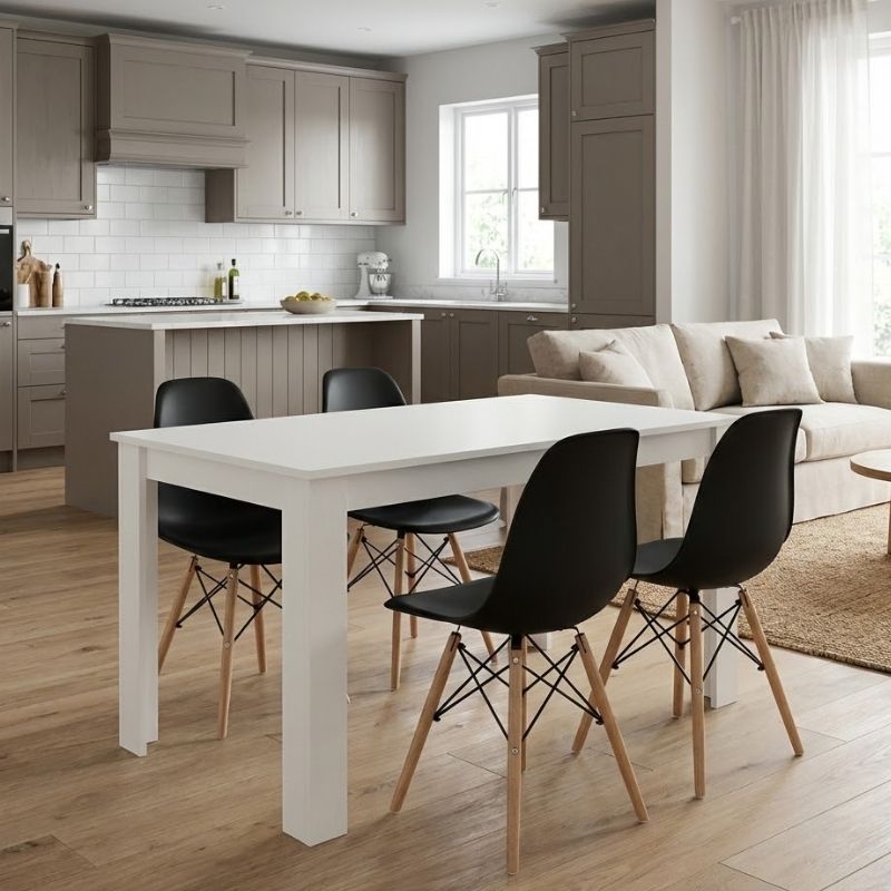 Dining Трапезен комплект 5 части Darlen - Nova бял - черен 125x72x74cm