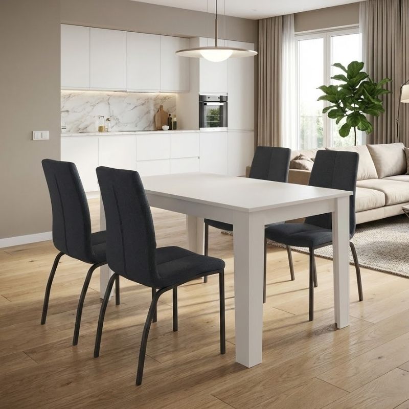 Dining Трапезен комплект 5 части Darlen - Fina бял цвят - антрацит 125x72x74cm.