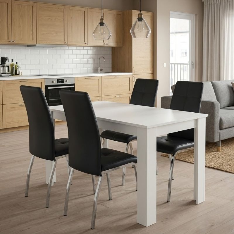 Dining Трапезен комплект 5 части Darlen - Alma бял - черен 125x72x74cm
