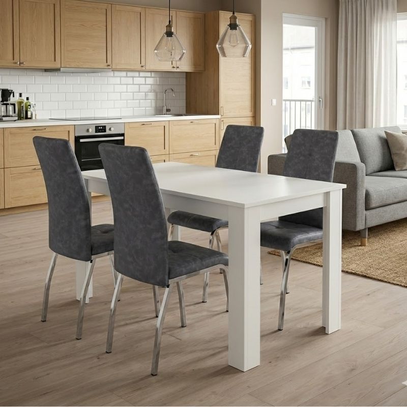 Dining Трапезен комплект 5 части Darlen - Alma бял - сив 125x72x74cm