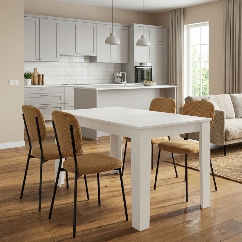 Dining Трапезен комплект 5 части Darlen - Kevin бял цвят - горчица 125x72x74cm