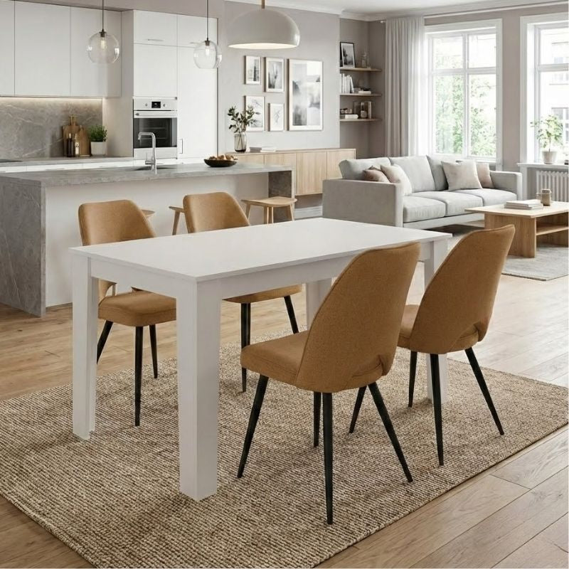 Dining Трапезен комплект 5 части Darlen - Christy бял цвят - горчица 125x72x74cm.