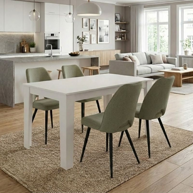 Dining Трапезен комплект 5 части Darlen - Christy бял цвят - маслинен 125x72x74cm.