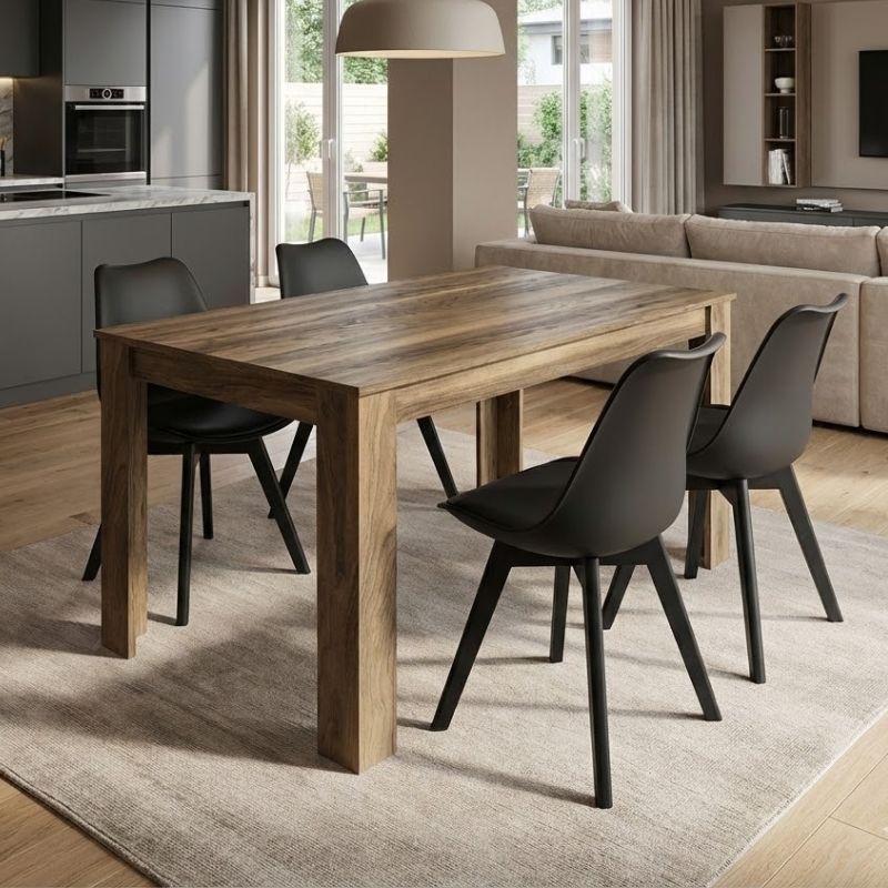 Dining Трапезен комплект 5 части Darlen - Viva орех - черен 125x72x74cm.