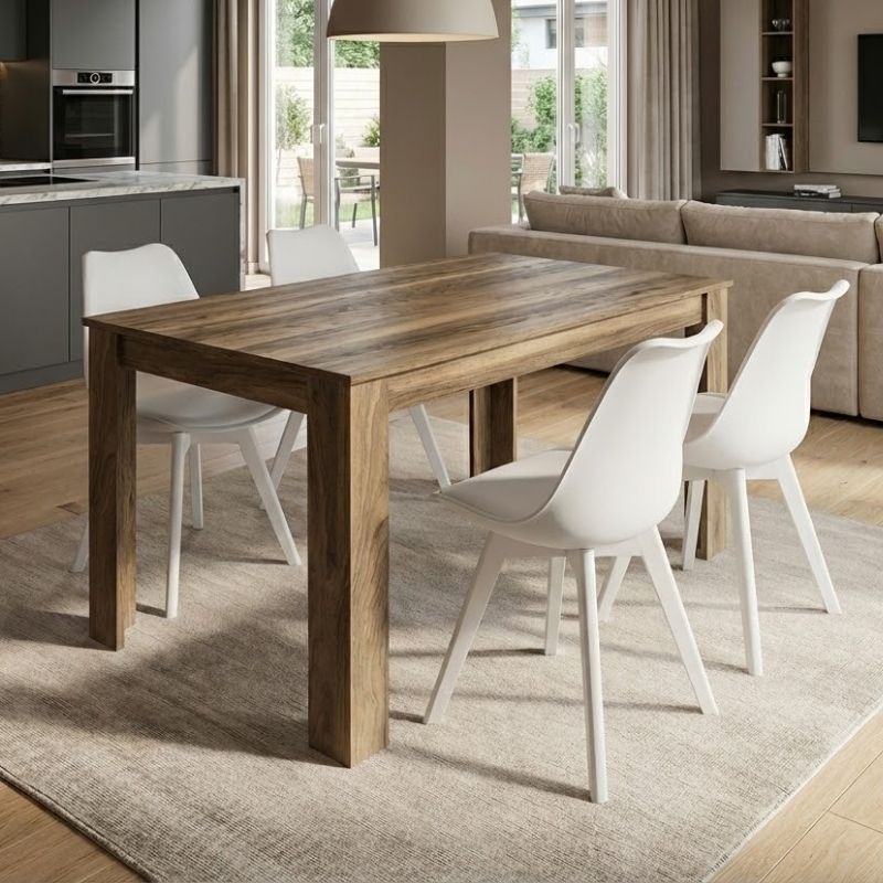 Dining Трапезен комплект 5 части Darlen - Viva орехов цвят - бял 125x72x74cm.
