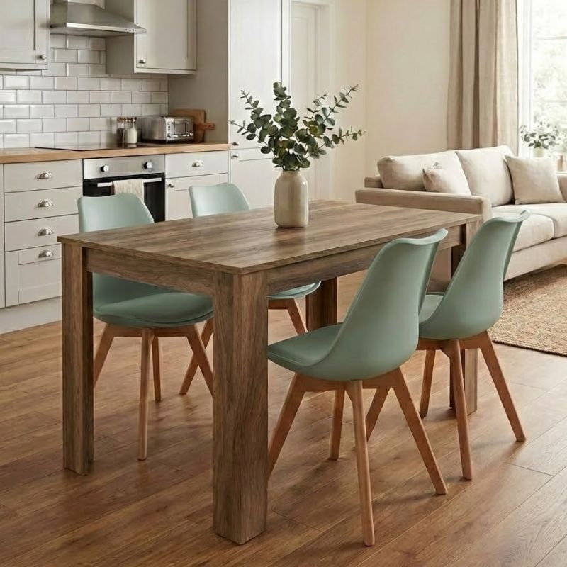 Dining Трапезен комплект 5 части Darlen - Viva орехов цвят - зелен 125x72x74cm.