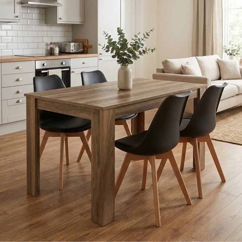 Dining Трапезен комплект 5 части Darlen - Viva орех - черен 125x72x74cm.