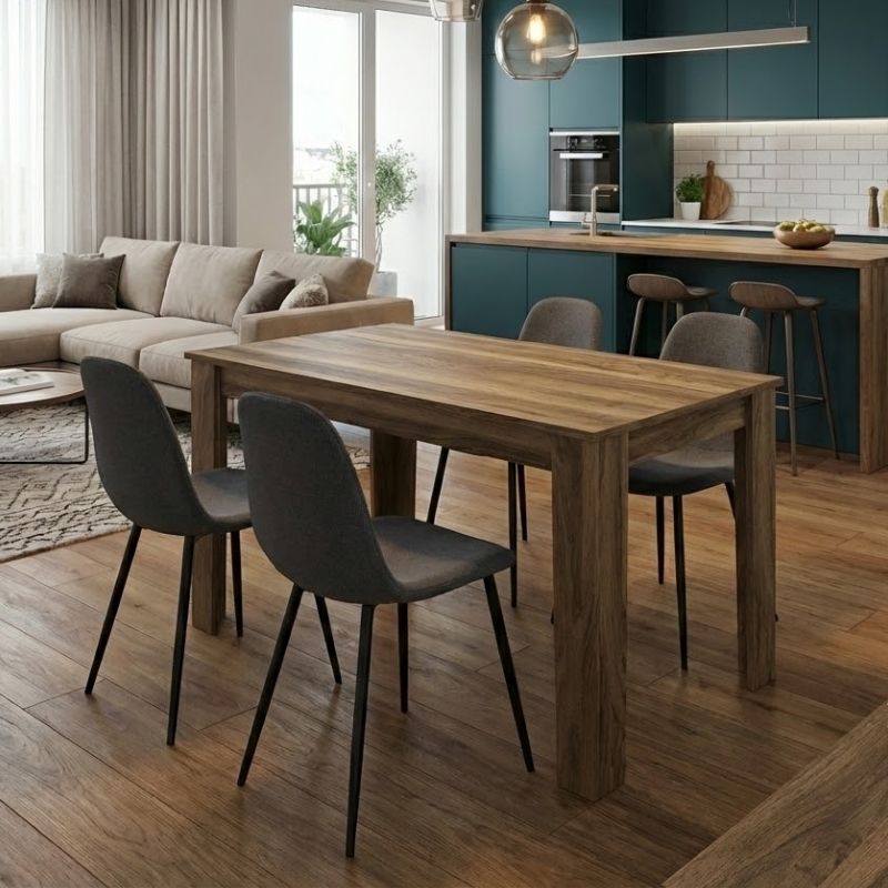 Dining Трапезен комплект 5 части Darlen - Iris цвят орех - сив 125x72x74cm.