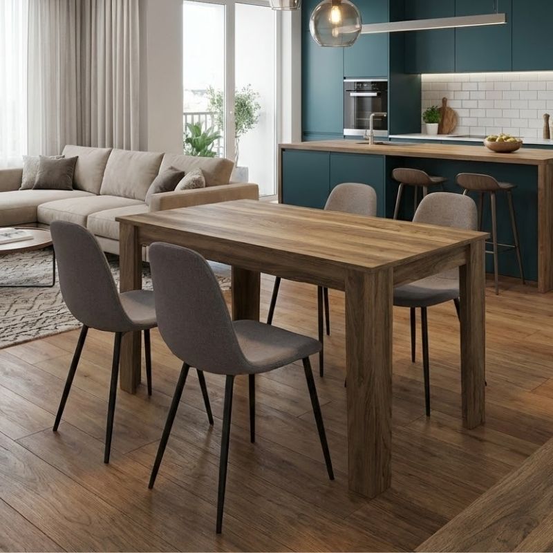 Dining Трапезен комплект 5 части Darlen - Iris цвят орех - бежов 125x72x74cm.
