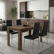 Dining Трапезен комплект 5 части Darlen - Rosa орехов цвят - черен 125x72x74cm.