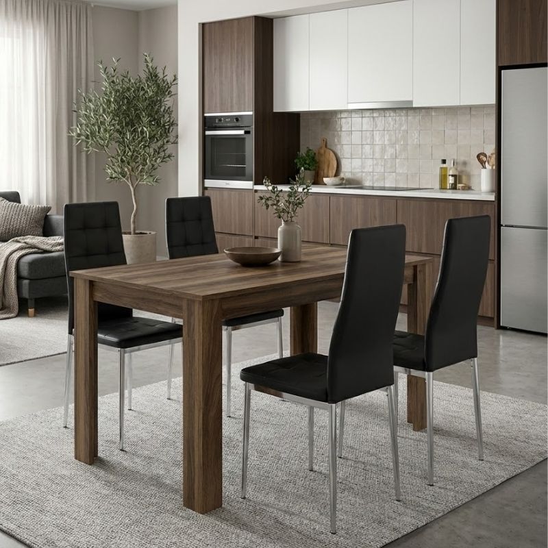 Dining Трапезен комплект 5 части Darlen - Rosa орехов цвят - черен 125x72x74cm.
