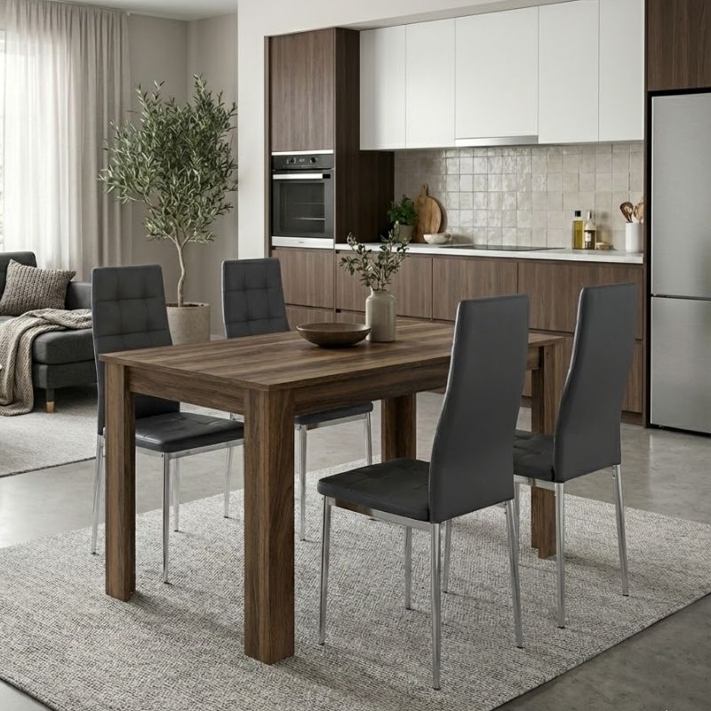 Dining Трапезен комплект 5 части Darlen - Rosa цвят орех - сив 125x72x74cm.