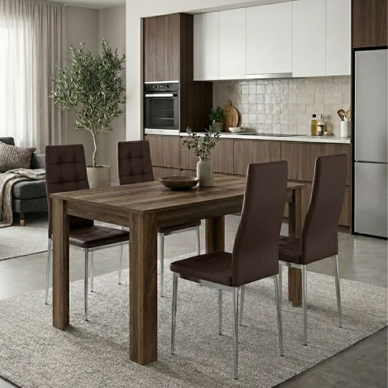 Dining Трапезен комплект 5 части Darlen - Rosa, орех, кафяв 125x72x74cm.