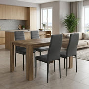 Dining Трапезен комплект 5 части Darlen - Rosa орехов цвят - черен 125x72x74cm.
