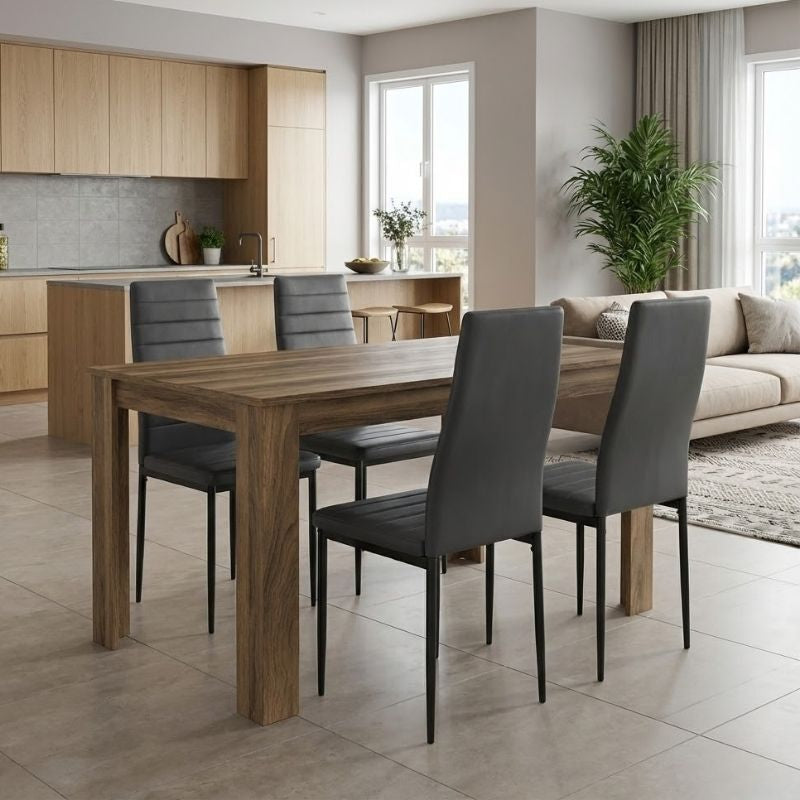Dining Трапезен комплект 5 части Darlen - Rosa орехов цвят - черен 125x72x74cm.