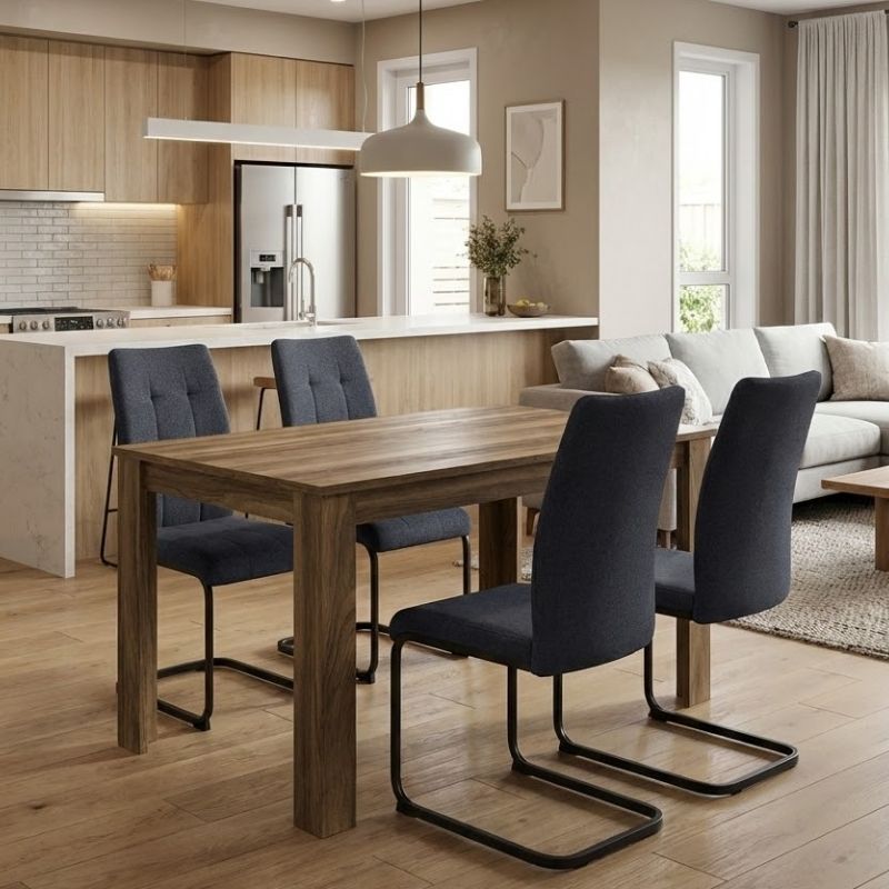 Dining трапезен комплект 5 части Darlen - Laura цвят орех - антрацит 125x72x74cm.